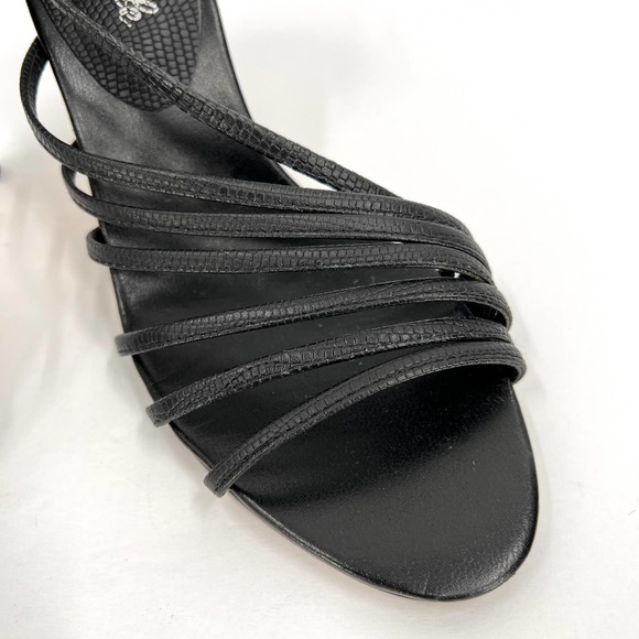 FREE PEOPLE Shoes Womens 39 Black Disco Fever Strappy Heeled Sandal Lizard Print - Picture 11 of 11